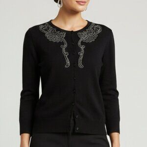 Apostrophe Black Angora Rabbit Hair  Blend Cardigan (L)
